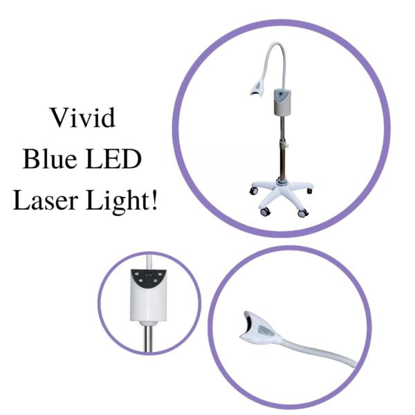 Laser teeth whitening light features highlighted.